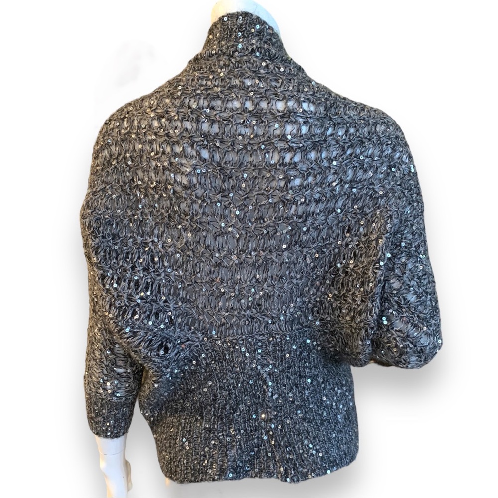 Express Open Front Sequin Charcoal Grey Cardigan.… - image 2